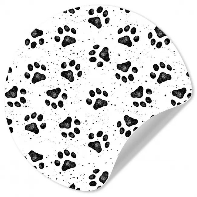 Paw - Pattern -Black Wandcirkel behangsticker klein 186 -3d
