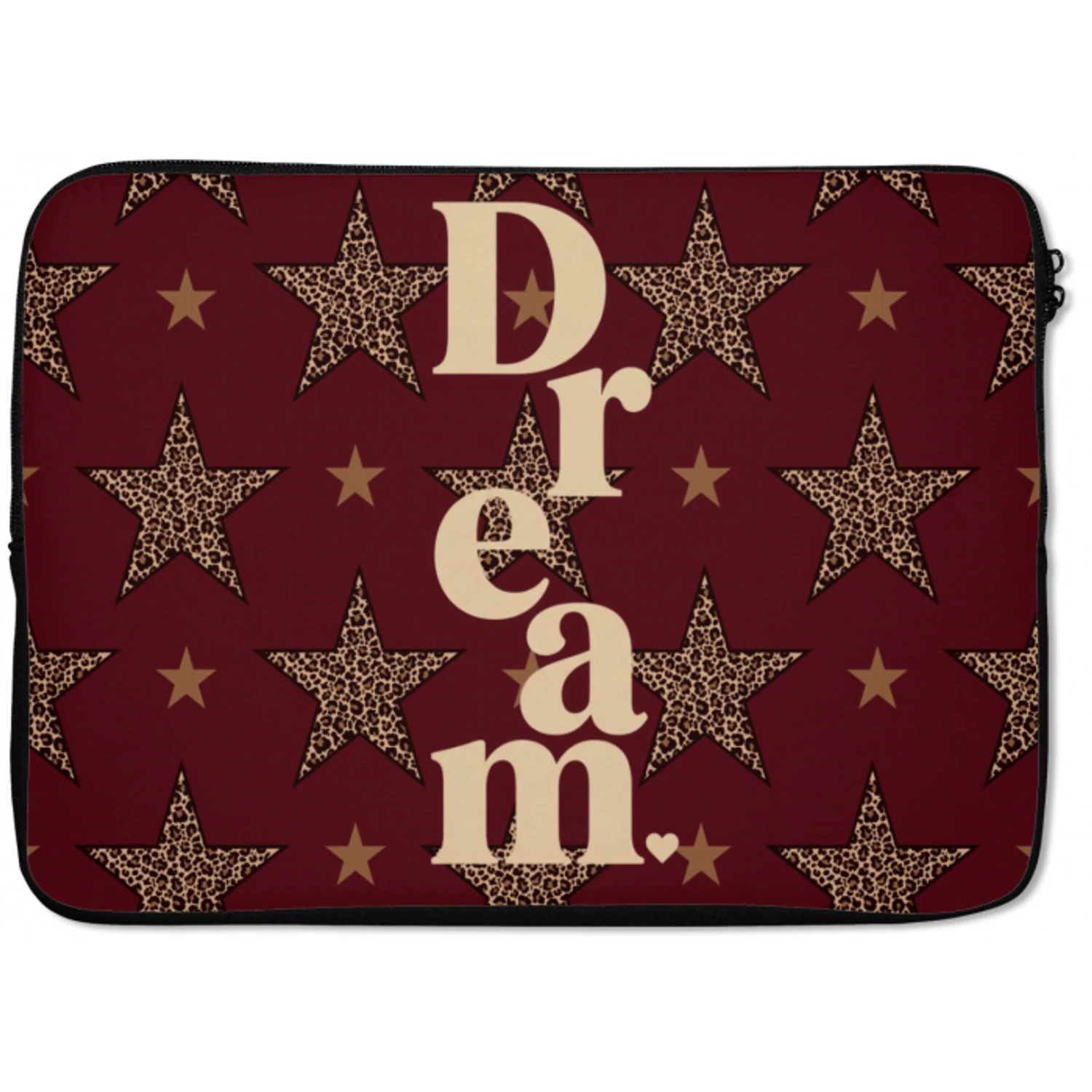 Sterren - Luipaardprint - Dream - Bordeaux laptophoes neopreen klein -zkaufland3dotto