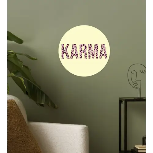 Karma - Luipaardprint - Geel Wandcirkel behangsticker klein -sfeer2