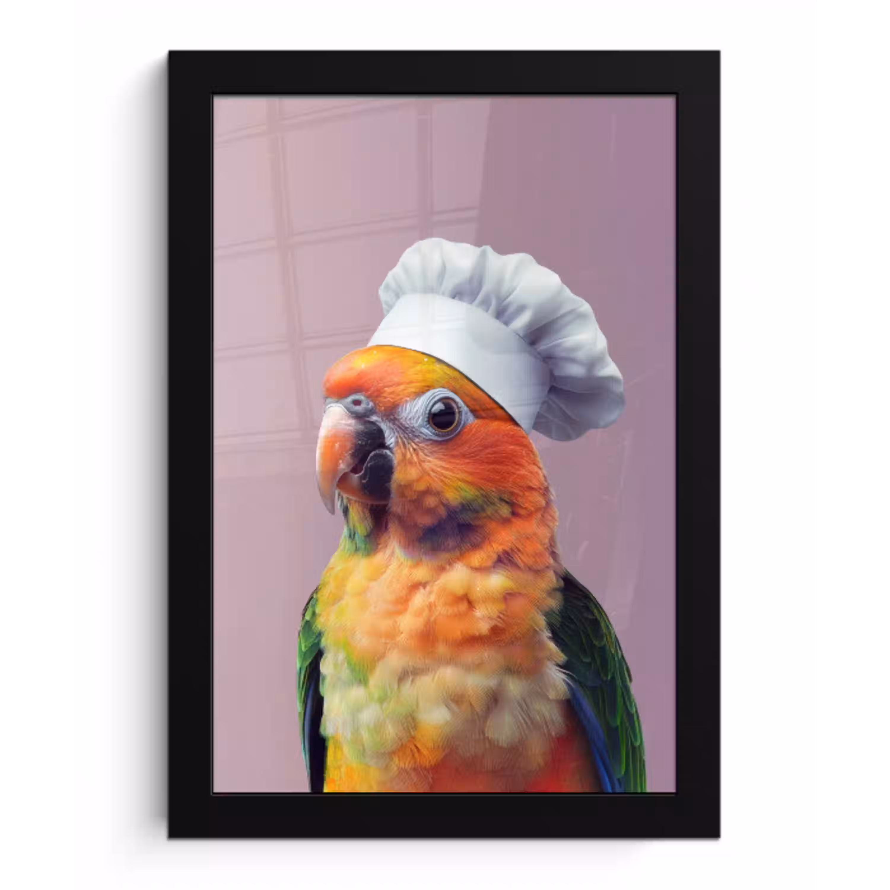Papegaai - Koksmuts - Nieuwsgierig - Vogel fotolijst zwart zonder passe partout klein -3d