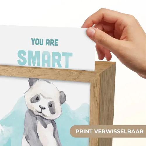 Panda - Blauw - Quote - 'You are smart' Light Box met kabel (Wandlamp kind) klein -USP_websiteprintNL