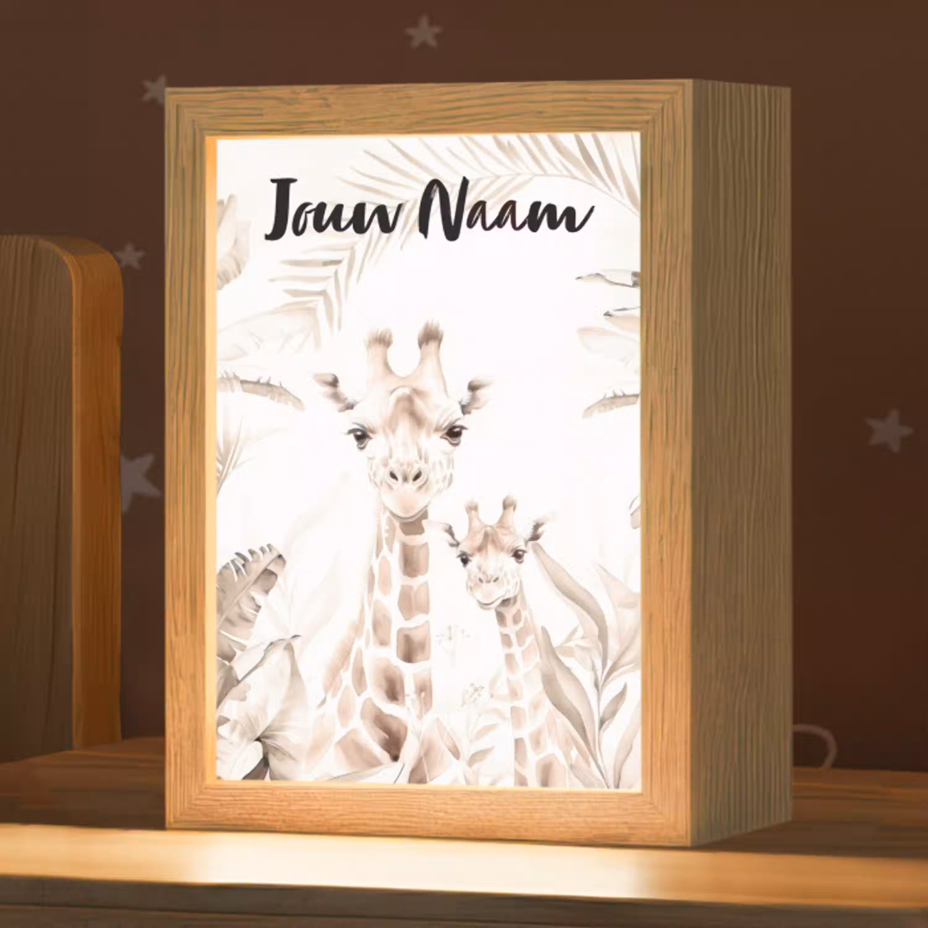 Giraffe - Jungle - Bruin - Kinderen Light Box met kabel (Kinderlampje) klein -zzz_3d_website
