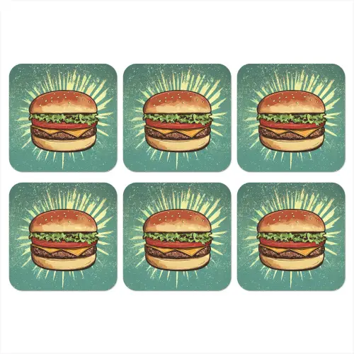 Hamburger - Illustratie - Sla - Kaas onderzetter kurk middel -3d