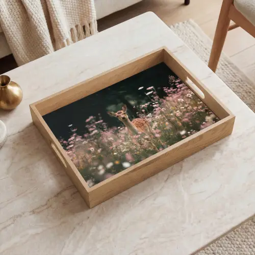 Hert - Wilde bloemen - Bos Dienblad Rechthoek middel -sfeer1