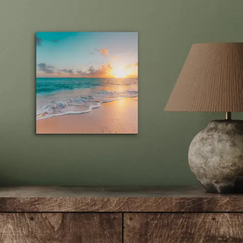 Zonsondergang - Strand - Zee - Zomer - Blauw aluminium wit klein -sfeer2