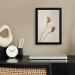 Papaverbollen - Droogbloemen - Minimalistisch - Beige - Rustig fotolijst zwart zonder passe partout klein -sfeer1