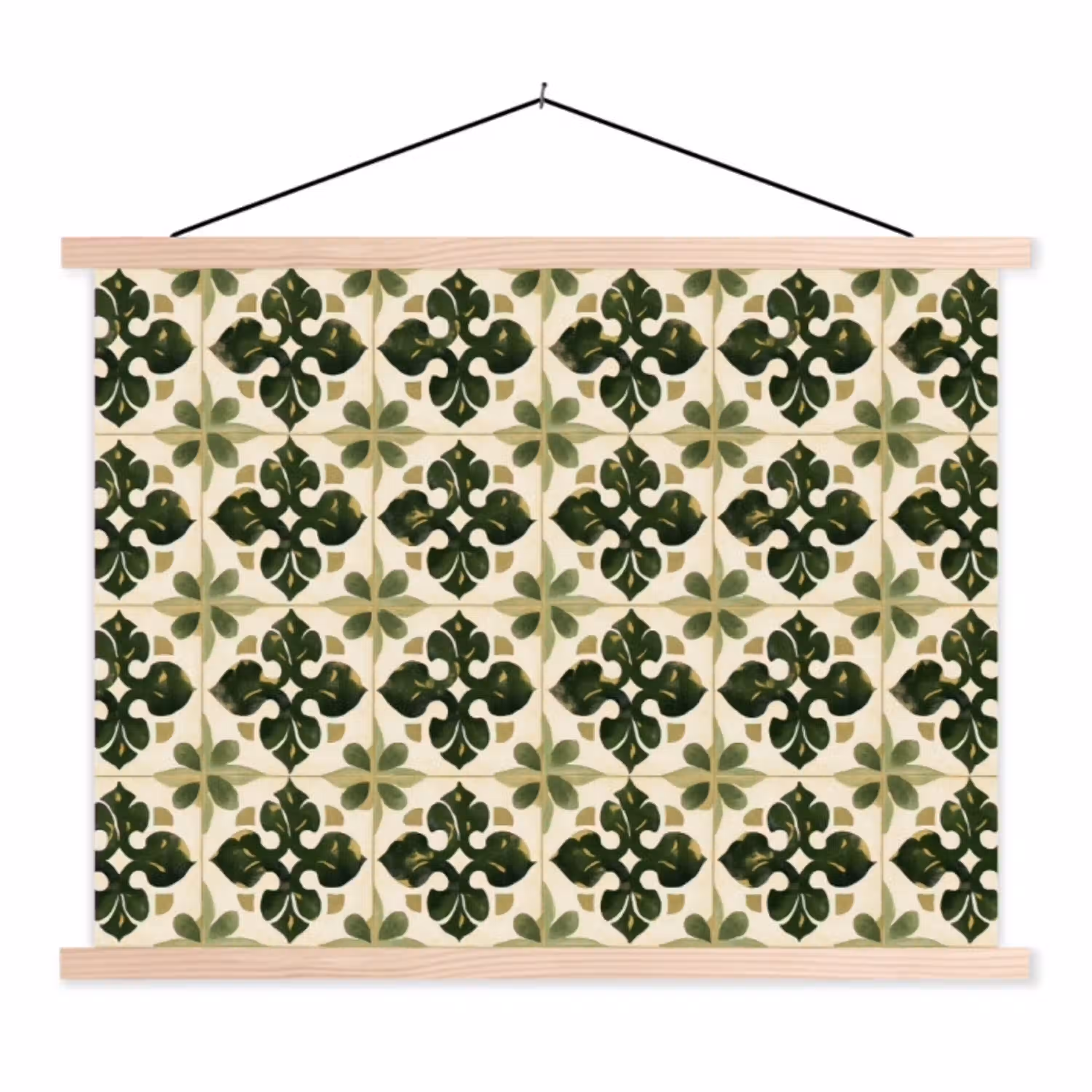 Patroon - Tegel - Groen textielposter latten blank klein 122 -3d