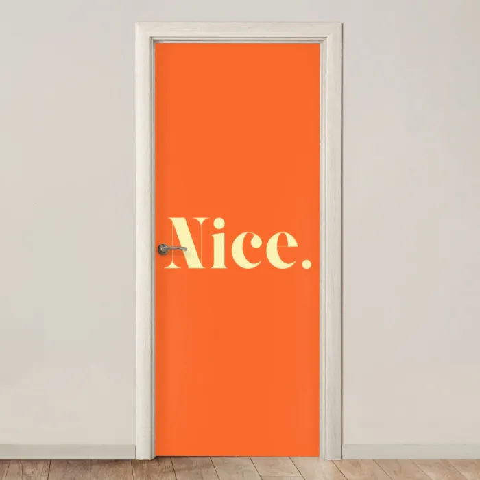 Oranje - Gebroken wit - Nice deurposter klein -3d_beige