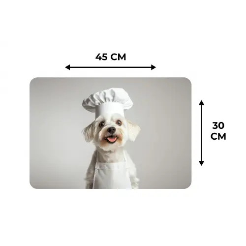 Hond - Wit - Kok Placemat vinyl groot -specs