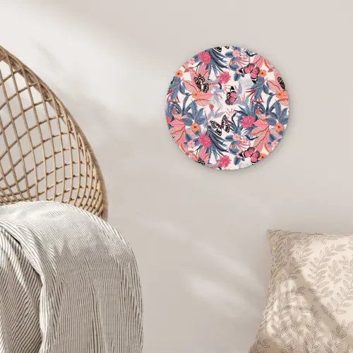 Tropisch - Zomer - Vlinder - Perzik Wandcirkel plexiglas klein 852 -sfeer5