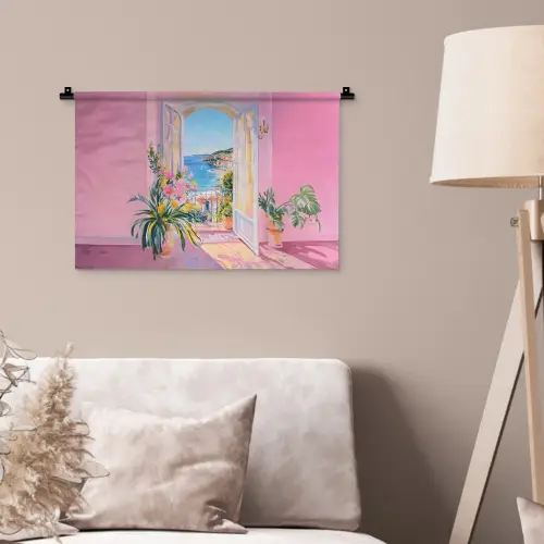 Roze - Buiten - Verf Wandkleed katoen klein -sfeer4