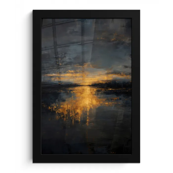 Gouden Reflectie op Water fotolijst zwart zonder passe partout klein -3d