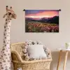 Bloemen - Bergen - Landschap - Nacht - Lucht - Roze Wandkleed katoen klein -wsfeer5_kind
