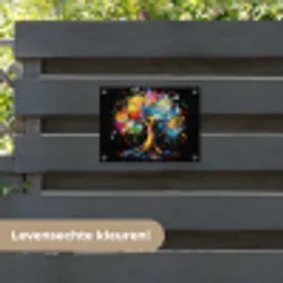 Boom - Kleurrijk - Bloemen - Zwart tuinposter los doek klein -sfeer3