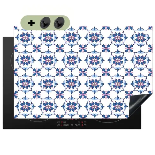 Modern - Patroon - Blauw - Roze Inductie beschemer met haakjes klein 777 -3d