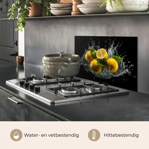 Citroen - Fruit - Geel - Zwart keuken achterwand spatscherm klein -usp_NL