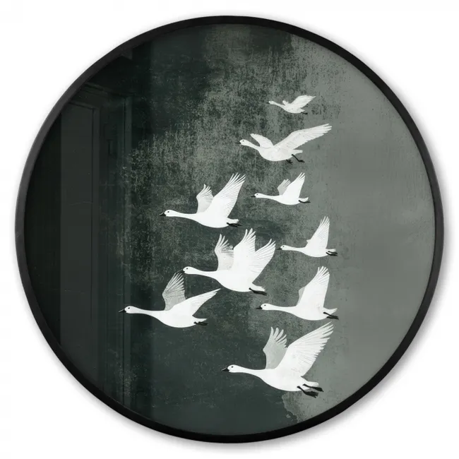 Photo Frame Round - Bird - Japandi - Green