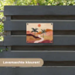 Heuvels - Palmbomen - Abstract tuinposter los doek klein -sfeer3
