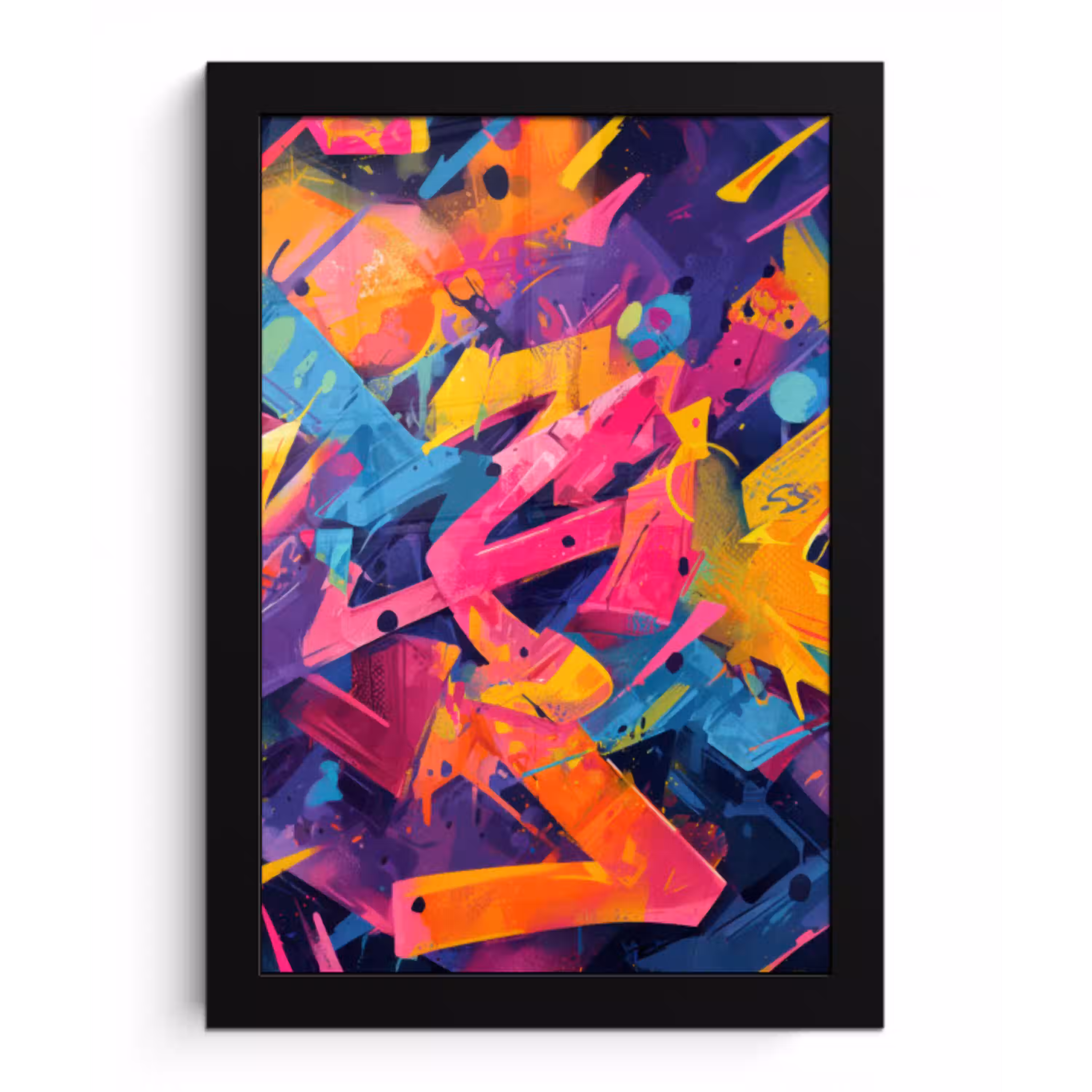Abstract - Vormen - Kleurrijk fotolijst zwart zonder passe partout klein -3d