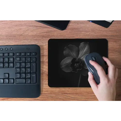 Zwart - Bloem - Orchidee muismat rubber klein -toetsenbord