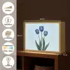 Tulpen - Blauw - Bladeren Light Box met batterij (Wandlamp) middel -USP_websiteoverzichtNL