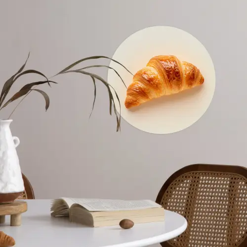 Croissant - Brood - Beige Wandcirkel behangsticker klein -sfeer3