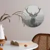 Hert - Mistig - Zwart - Wit Akoestische PET Vilt - Rond klein -sfeer3
