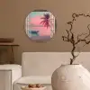 Doorkijk - Strand - Palmboom - Tropisch Wandcirkel plexiglas klein -sfeer1