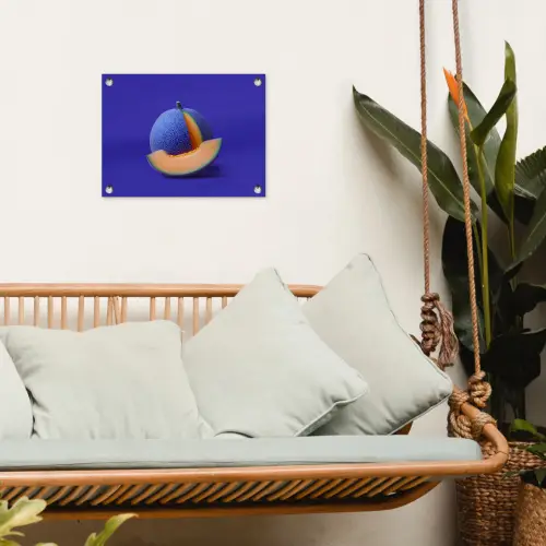 Meloen - Blauw - Oranje - Kunstzinnig tuinposter los doek klein -sfeer7