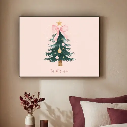 Christmas Season - Kerst - Kerstboom - Roze Textielframe zwart klein -sfeer1