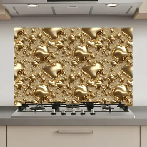 Druppels - Organisch - Goud keuken achterwand spatscherm klein 900 -3d_website