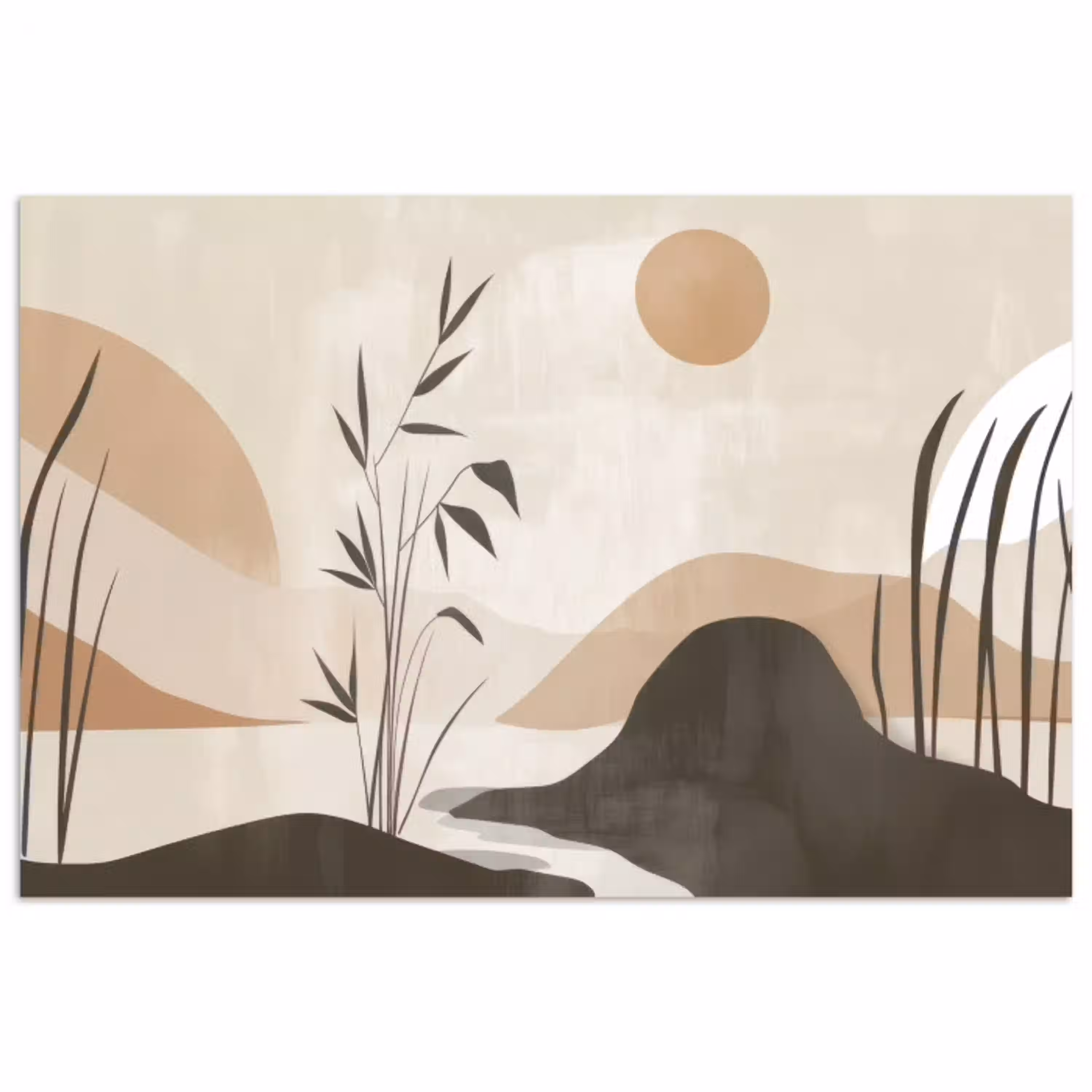 Japandi - Landschap - Beige poster papier klein -3d