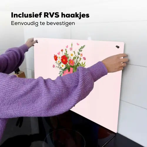 Cowboylaarzen - Roze - Boeket - Bloemen Inductie beschemer met haakjes klein -ky-ophangen-nl