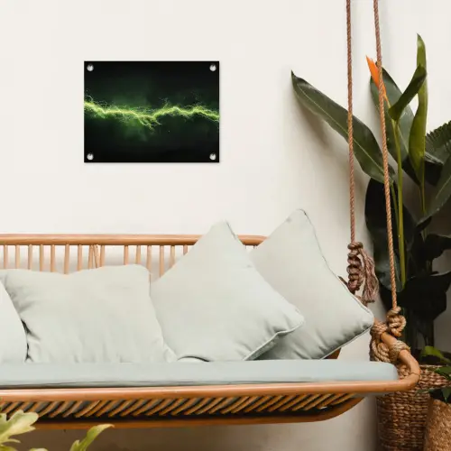 Gaming - Elektriciteit - Lijn - Vonken - Groen tuinposter los doek klein -sfeer7