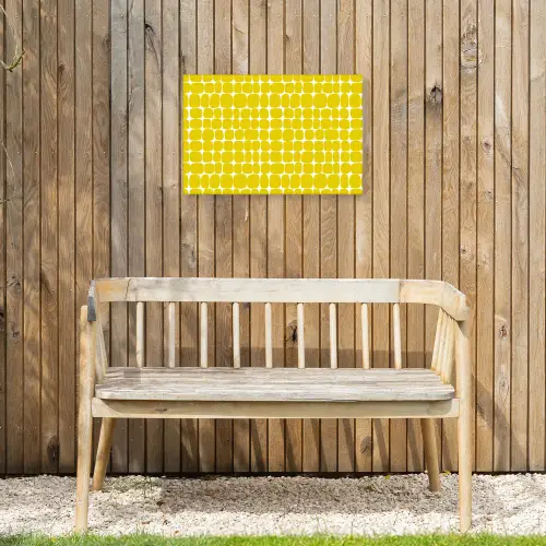 Stippen - Modern - Geel Tuinposter op houten frame 2 cm dik klein 845 -sfeer4