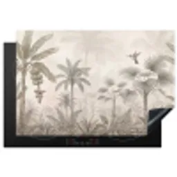 Jungle - Banenboom - Kolibrie - Beige Inductie beschermer vinyl 3mm klein -3d