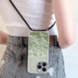Grassen - Minimalistisch - Groen Hoesje iPhone 16 Pro Max met koord klein -sfeer5