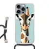 Giraffe - Illustratie - Bruin - Minimalistisch Hoesje iPhone 16 Pro Max met koord klein -3d