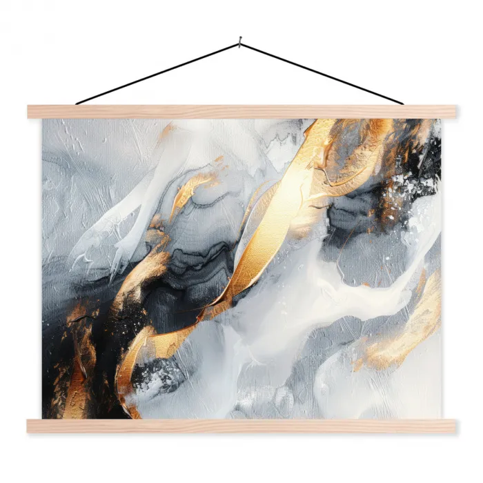 Kunst - Goud - Luxe - Abstract - Modern textielposter latten blank klein -3d