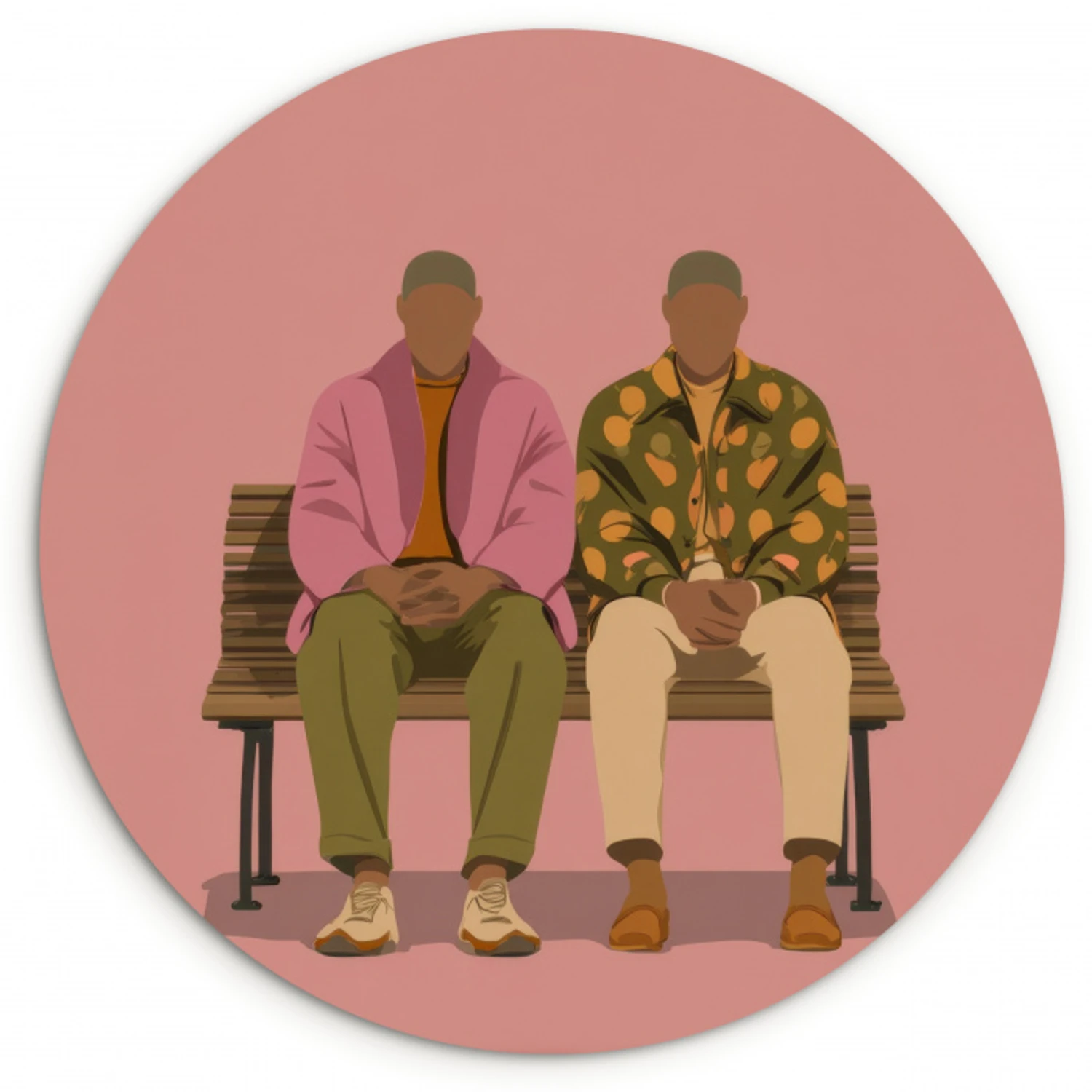 Illustratie - Bankje - Personen - Minimalistisch Wandcirkel kunststof plaat 5mm dik klein -3d