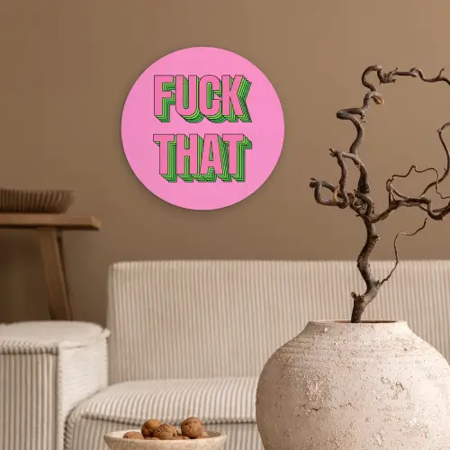 Tekst - Bold - Roze Wandcirkel kunststof plaat 5mm dik klein -sfeer1