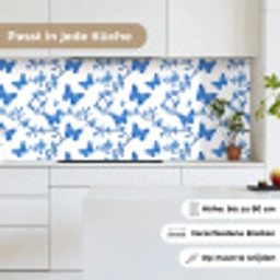 Vlinder - Bloemen - Blauw keuken achterwand 2 middel 871 -sfeer4_DE