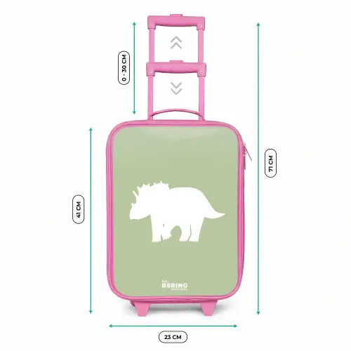 Groen met Triceratops dino Kinderkoffer - Roze klein -productfoto_formaten