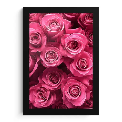 Rozen - Pink - Bloem fotolijst zwart zonder passe partout klein -3d