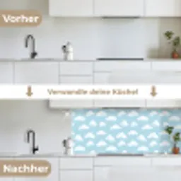 Wolken - Illustratie - Blauw keuken achterwand 2 middel 871 -voor-na_DE