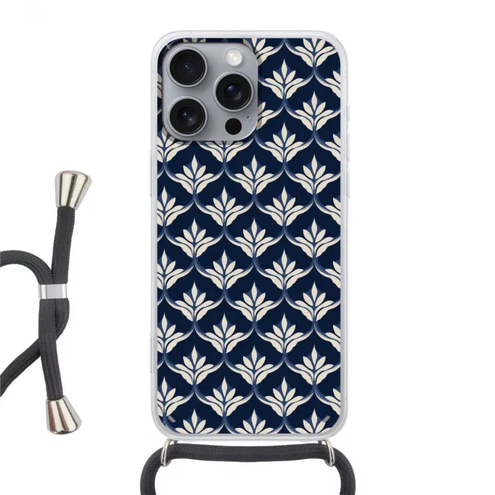 Modern - Ontwerp - Blauw Hoesje iPhone 16 Pro Max met koord klein 804 -3d