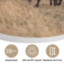 Runderen - Kudde - Landschap - Weide - Rustig Akoestische PET Vilt - Rond klein -closeup_FR