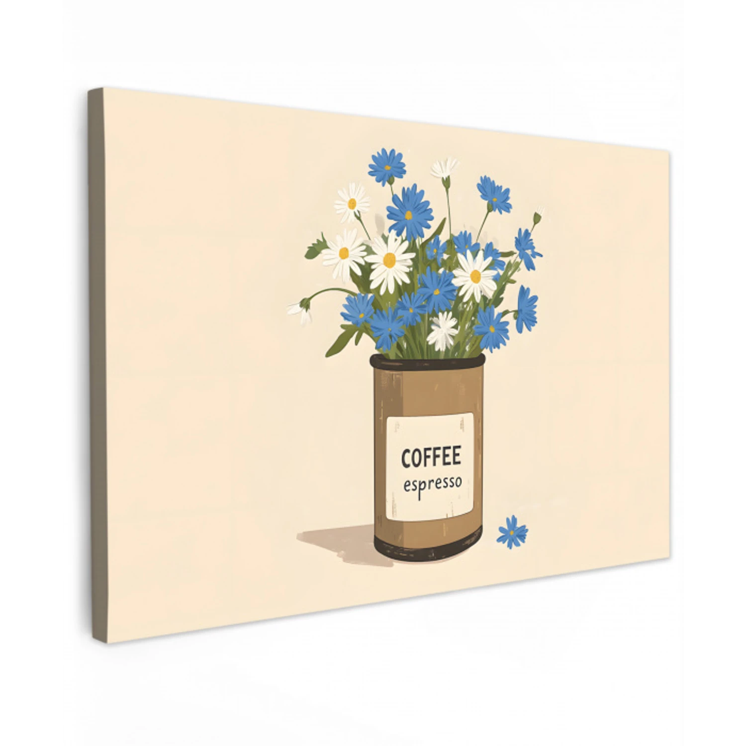 Coffee - Blik - Minimalistisch - Bloemen canvas 2cm klein -z3d