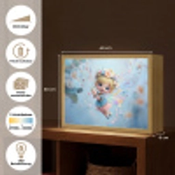 Fee - Bloemen - Sprookje - Blauw Light Box met batterij (Wandlamp) middel -USP_websiteoverzichtDE