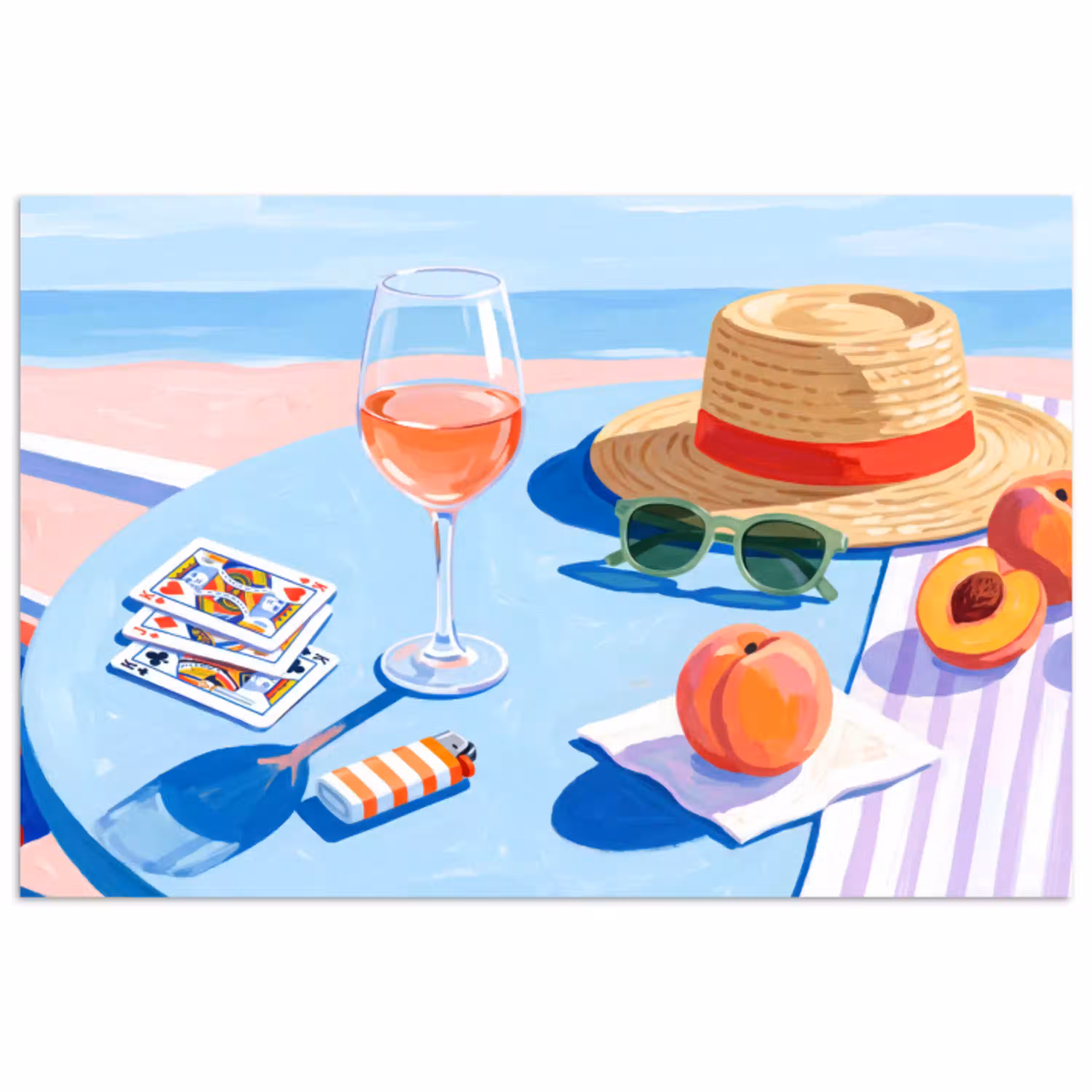 Strand - Picknick - Zomer poster papier klein -3d